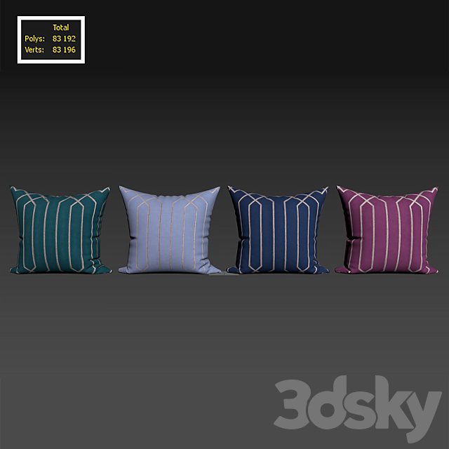 Decorative pillows Houzz set 083 3DSMax File - thumbnail 3