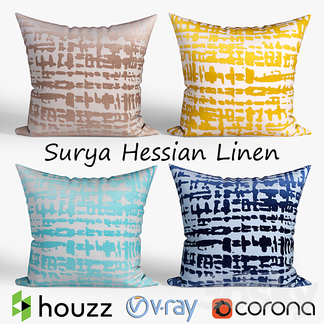 Decorative pillows Houzz Surya Hessian Linen set 063 3ds Max - thumbnail 1