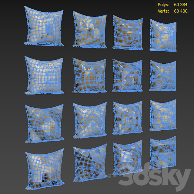 Decorative pillows set 096 3ds Max - thumbnail 3