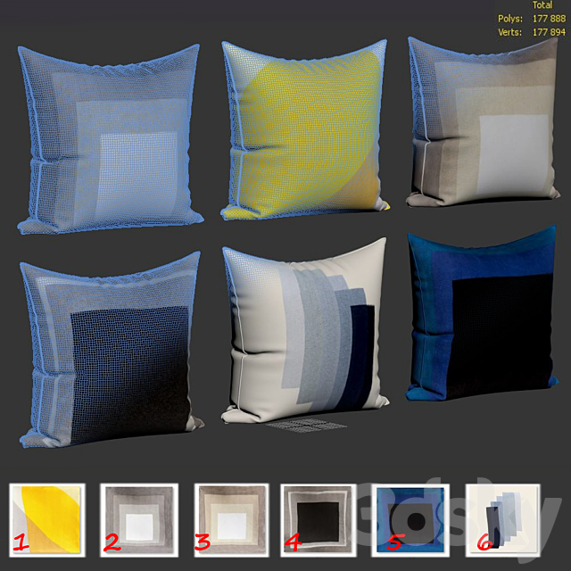 Decorative pillows set 111 3ds Max - thumbnail 2