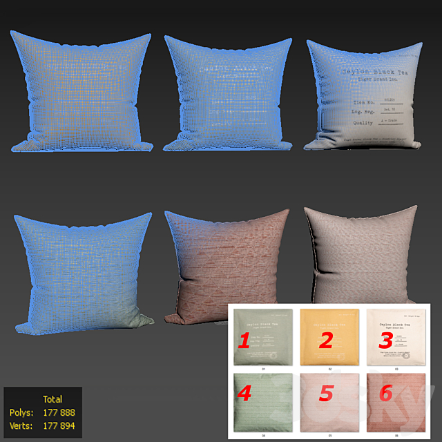 Decorative pillows set 119 3ds Max - thumbnail 2