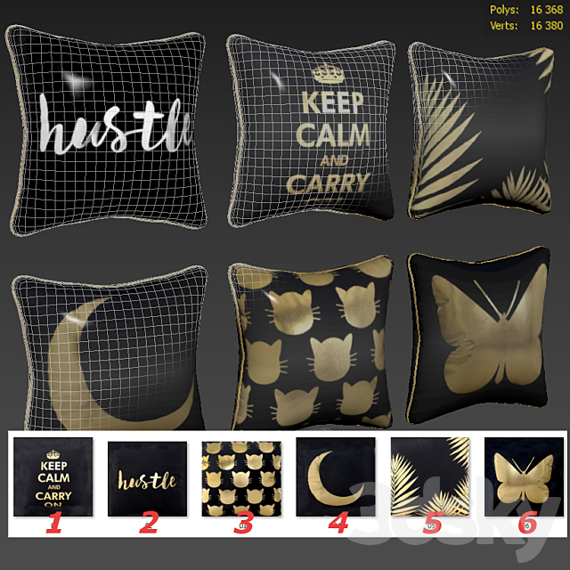 Decorative pillows set 126 3DS Max Model - thumbnail 2