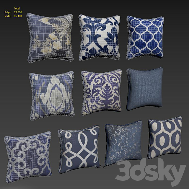 Decorative pillows set 140 3ds Max - thumbnail 2