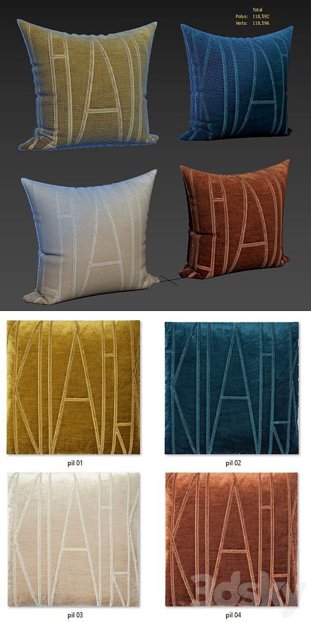 Decorative pillows set 145 West elm 3DSMax File - thumbnail 2