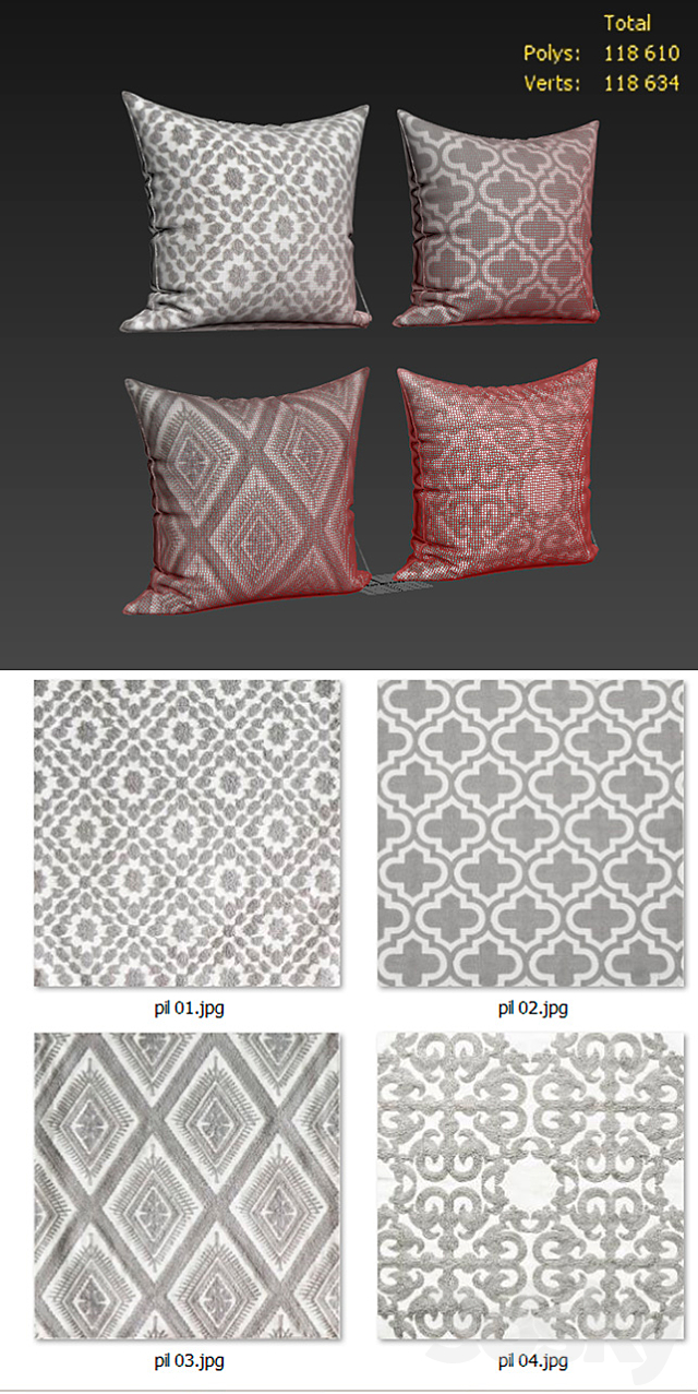 Decorative pillows set 253 SLOW COW 3ds Max - thumbnail 2