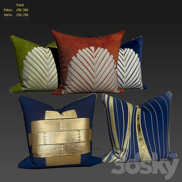 Decorative pillows set 488 3ds Max - thumbnail 2