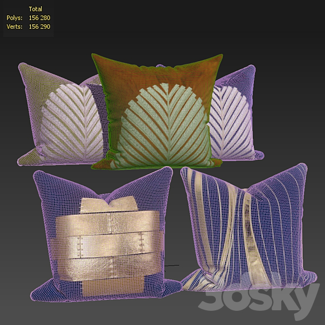 Decorative pillows set 488 3ds Max - thumbnail 3