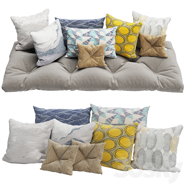 Decorative Pillows set 5 3ds Max - thumbnail 1