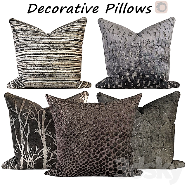 Decorative pillows set 508 3DSMax File - thumbnail 1