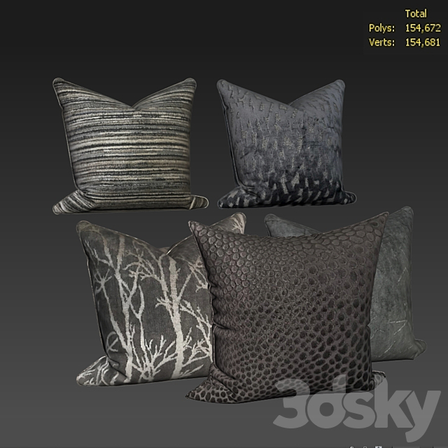 Decorative pillows set 508 3DSMax File - thumbnail 2