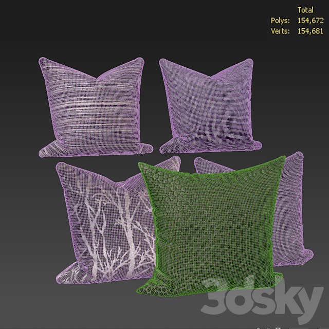 Decorative pillows set 508 3DSMax File - thumbnail 3