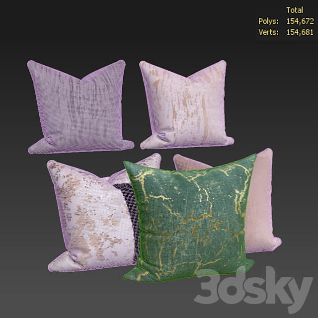 Decorative pillows set 529 3ds Max - thumbnail 3