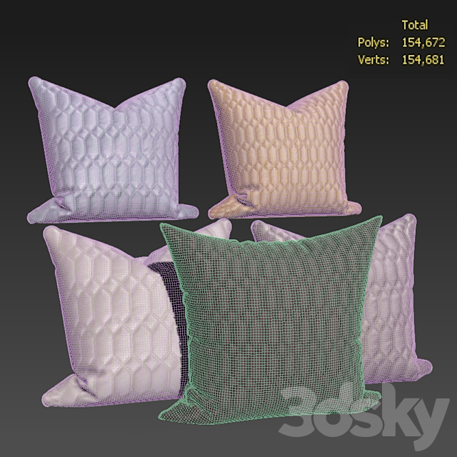 Decorative pillows set 538 3ds Max - thumbnail 3