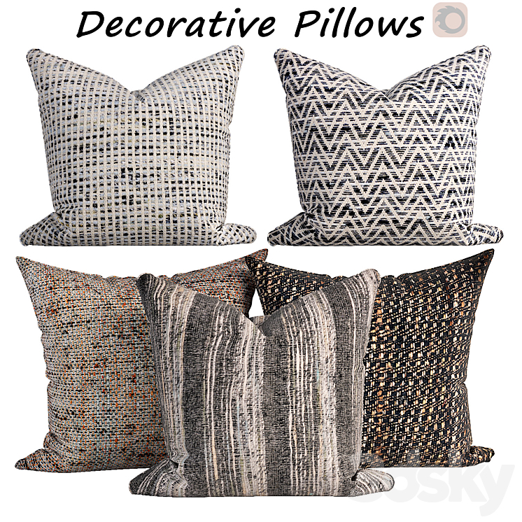 Decorative pillows set 587 3DS Max - thumbnail 1