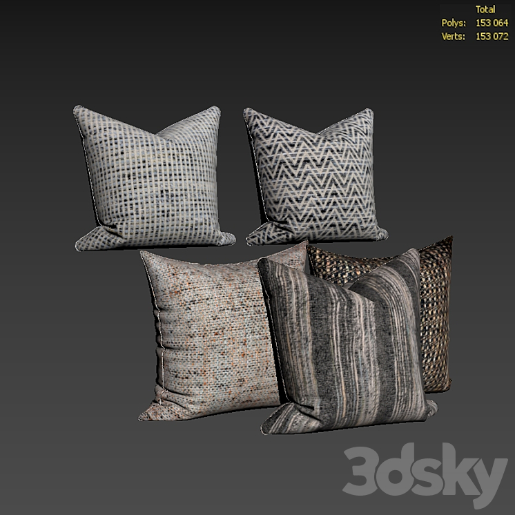 Decorative pillows set 587 3DS Max - thumbnail 2