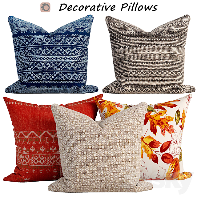 Decorative pillows set 618 3ds Max - thumbnail 1