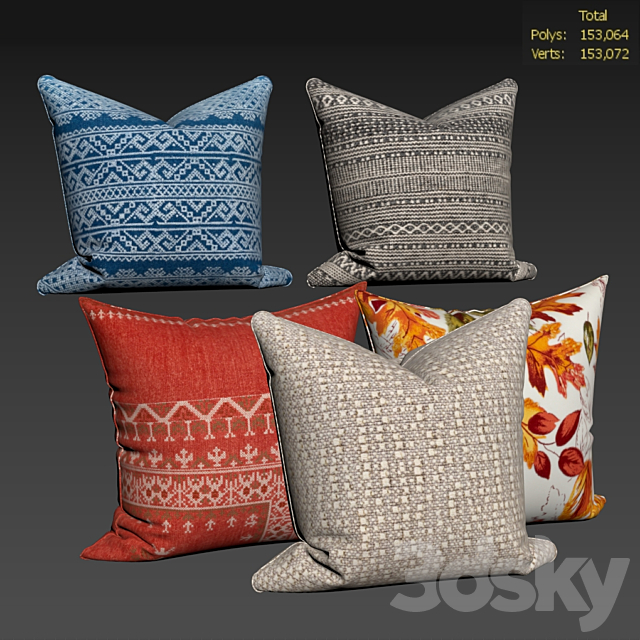 Decorative pillows set 618 3ds Max - thumbnail 2