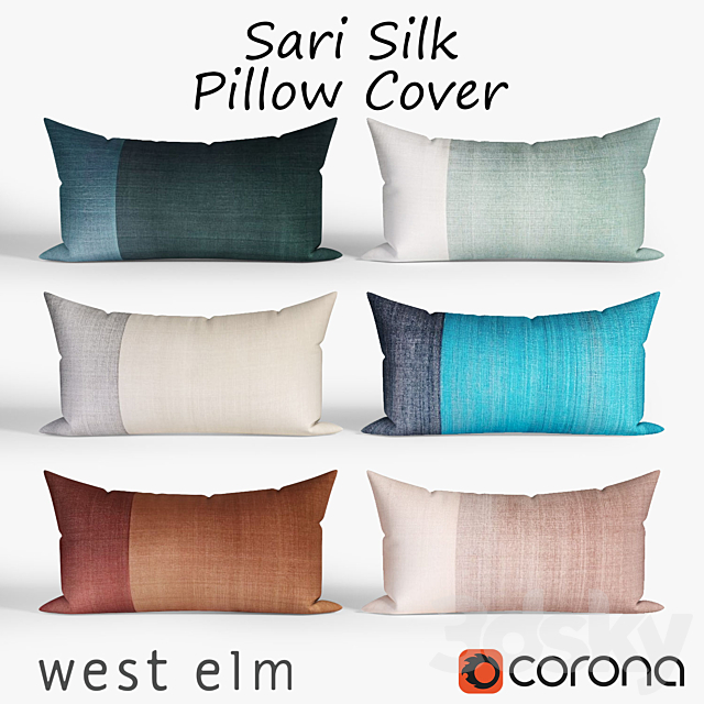 Decorative pillows westelm.set 016 Sari silk Pillow cover 3ds Max - thumbnail 1