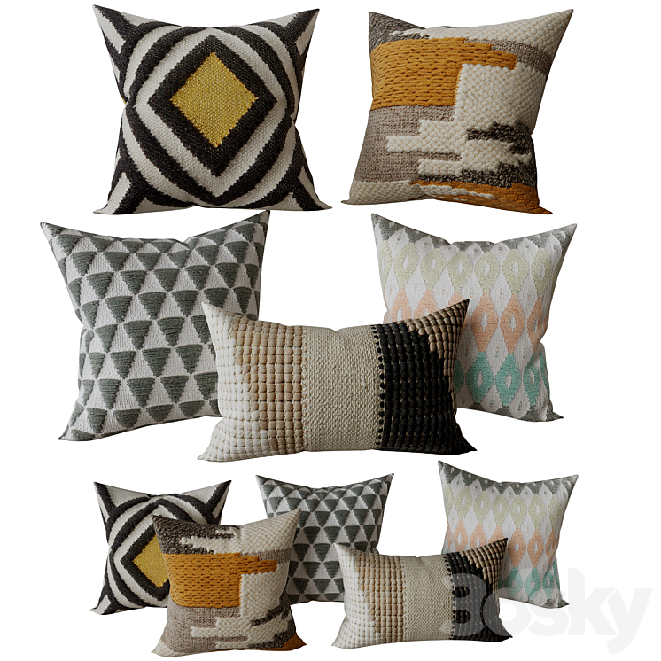 Decorative Set Pillow 4 3DS Max Model - thumbnail 1