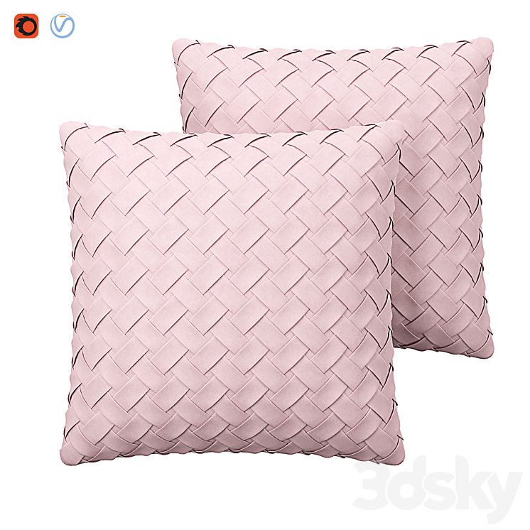 Faux Suede Cushion Lattice Weave Pink Tithonia 3DS Max Model - thumbnail 1