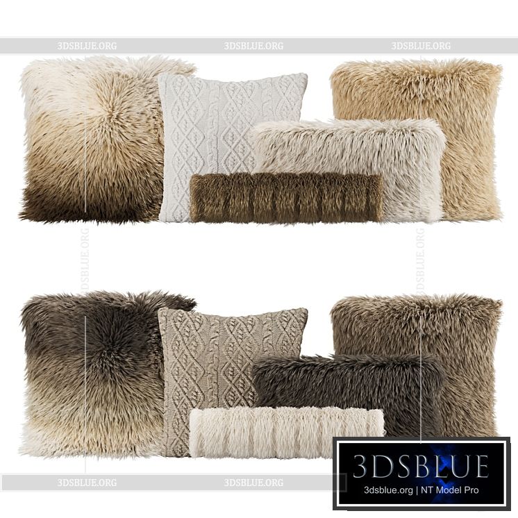 Fur Pillow set 003 3DS Max - thumbnail 3