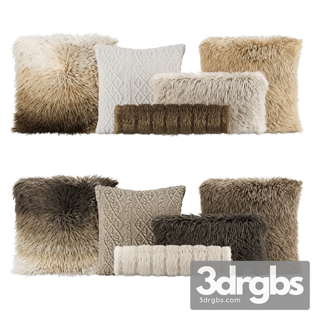 Fur pillow set 003 - thumbnail 1