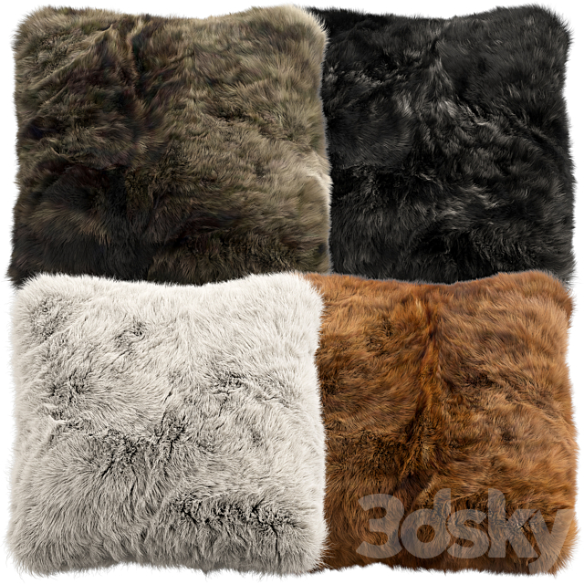 Fur pillow set 2 3DS Max Model - thumbnail 6