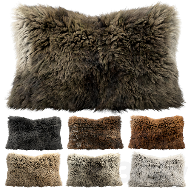 Fur pillow set 3 3ds Max - thumbnail 1