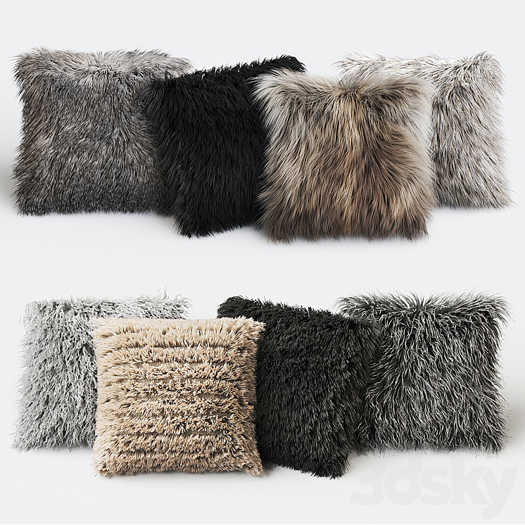 Fur Pillow set 3DS Max - thumbnail 1