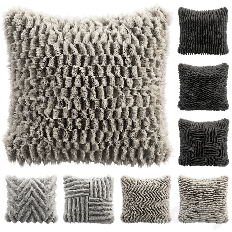 Fur pillow set 4 3DS Max - thumbnail 1