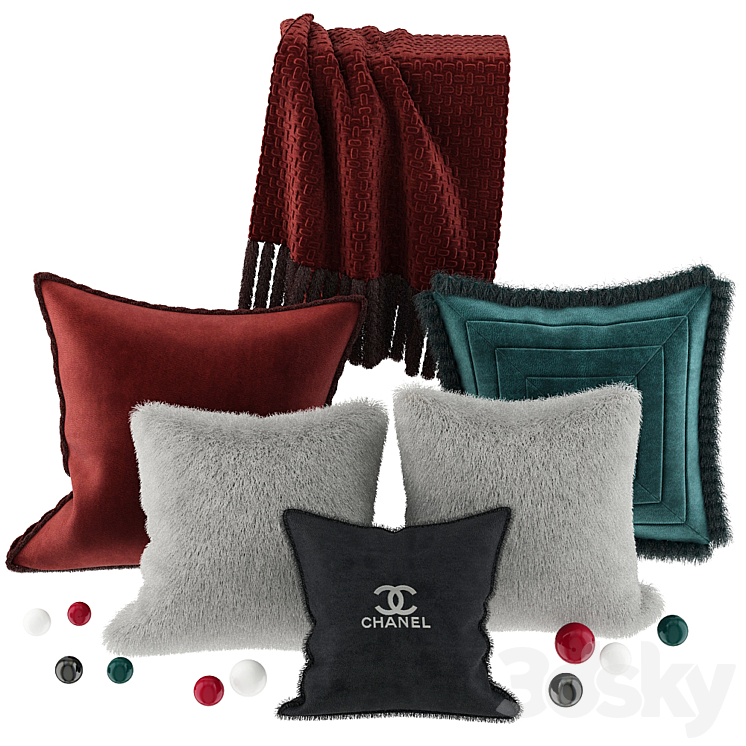 Fur Pillows CHANEL 3DS Max - thumbnail 1