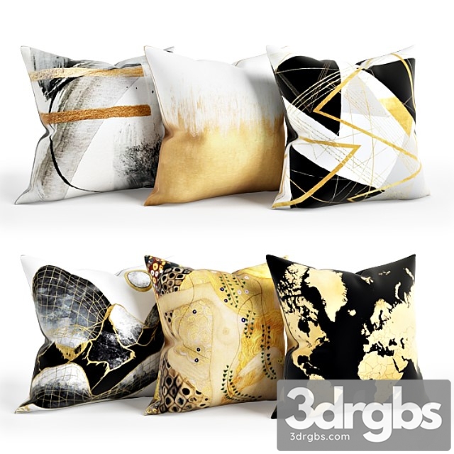 Gold Pillow Set 003 3dsmax Download - thumbnail 1