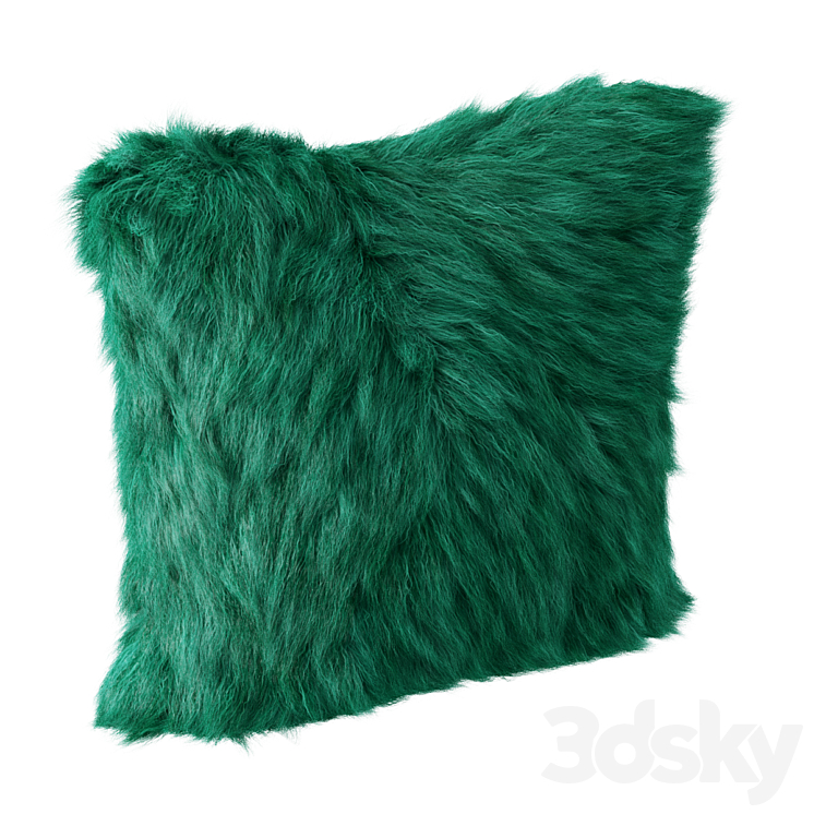 Green pillow fur sheepskin 3DS Max Model - thumbnail 2