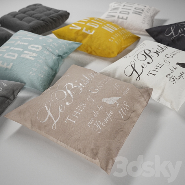 H & M Vintage pillow set 3DSMax File - thumbnail 2