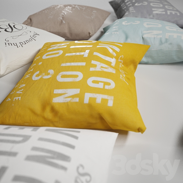 H & M Vintage pillow set 3DSMax File - thumbnail 3