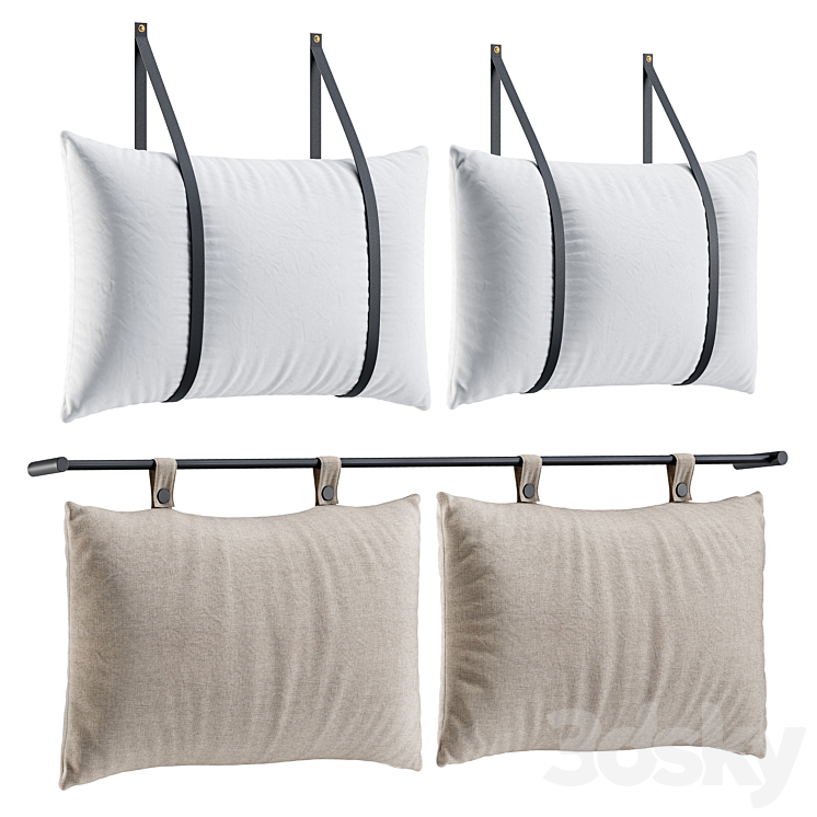 Hanging Pillow Headboard Set 3 3DS Max Model - thumbnail 1