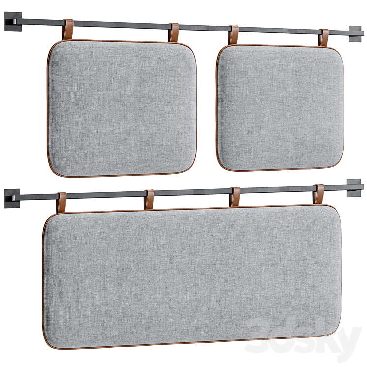 Hanging Pillow Headboard Set 4 3DS Max Model - thumbnail 1