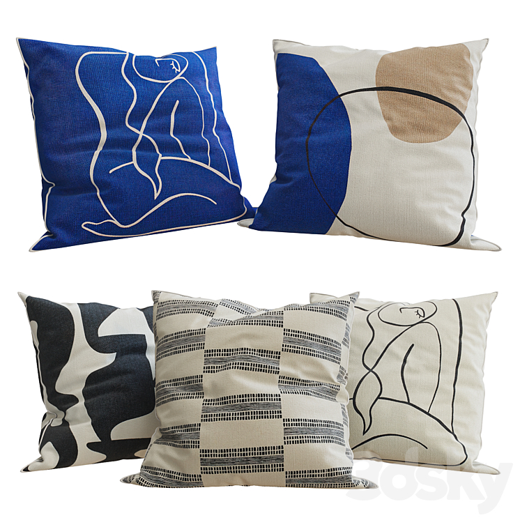 H&M Home – Decorative Pillows set 32 3DS Max Model - thumbnail 1