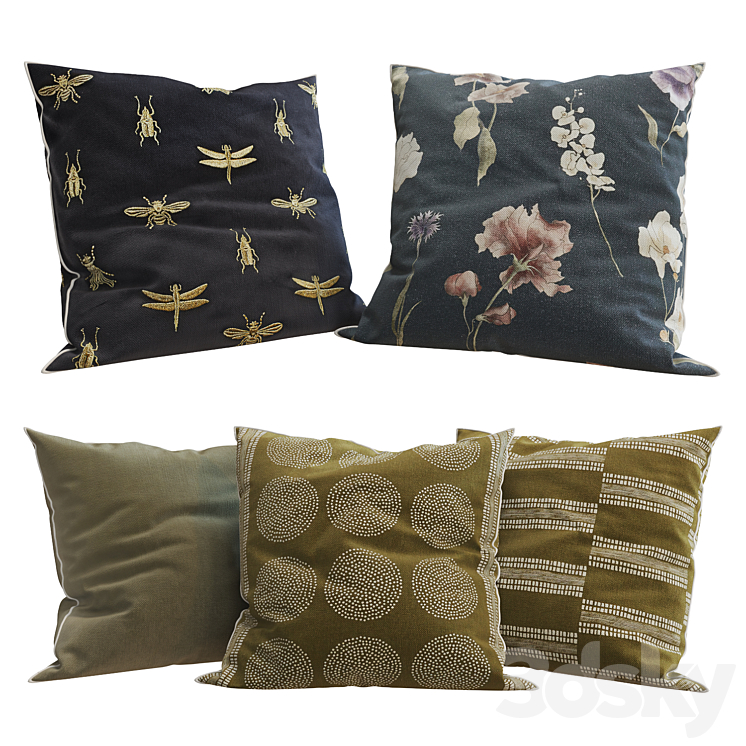 H&M Home – Decorative Pillows set 35 3DS Max Model - thumbnail 1