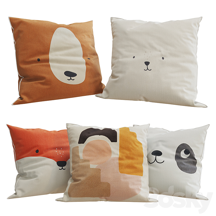 H&M Home – Decorative Pillows set 38 3DS Max Model - thumbnail 3