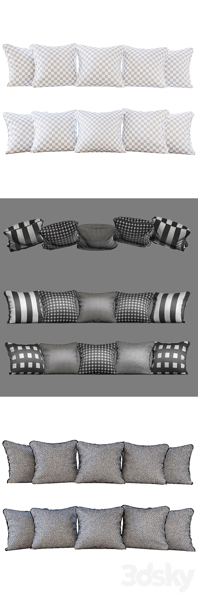 Jab Anstoetz Fabrics Fabric Pillow Set (Pillows Jab Anstoetz Fabrics 01 YOU) 3DS Max Model - thumbnail 3