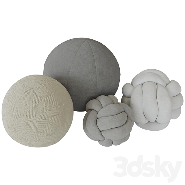 Knot pillow and sphere pillow 3DS Max Model - thumbnail 3