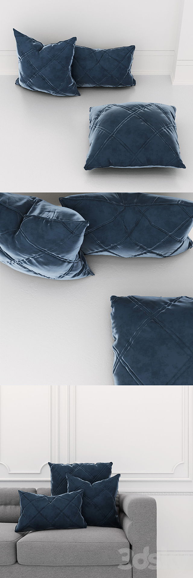 LMM Quilted Cushion Set 3ds Max - thumbnail 3