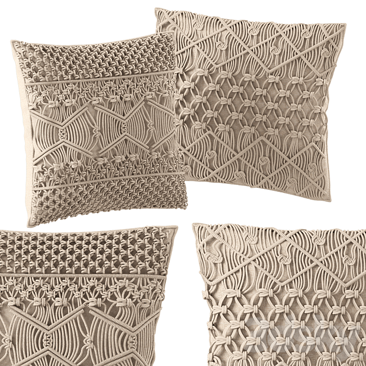 macrame cushion set 02 3DS Max - thumbnail 1