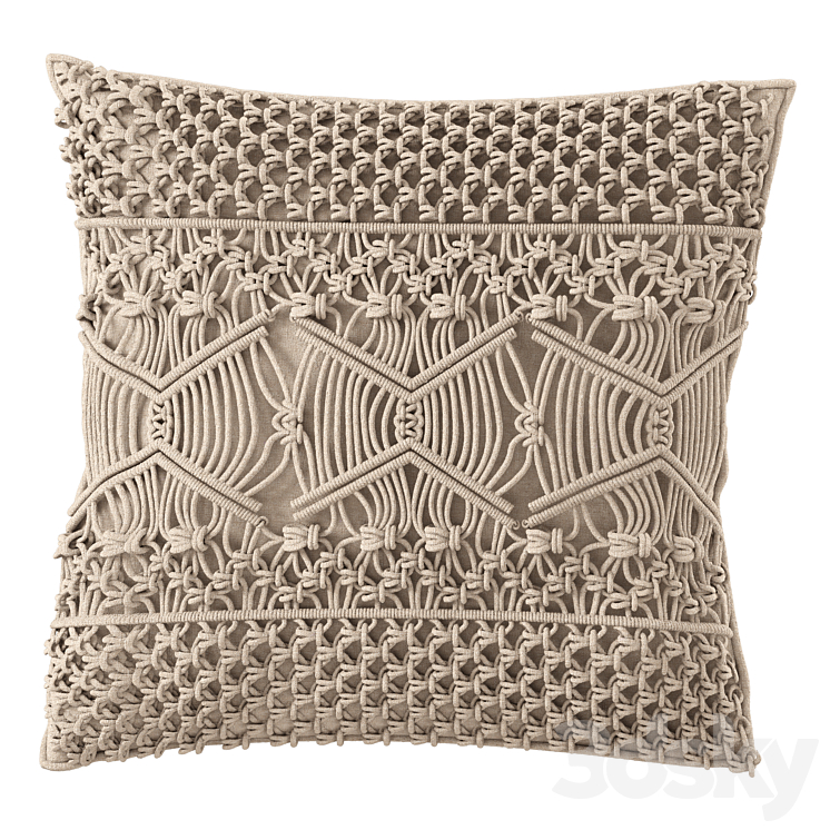 macrame cushion set 02 3DS Max - thumbnail 2