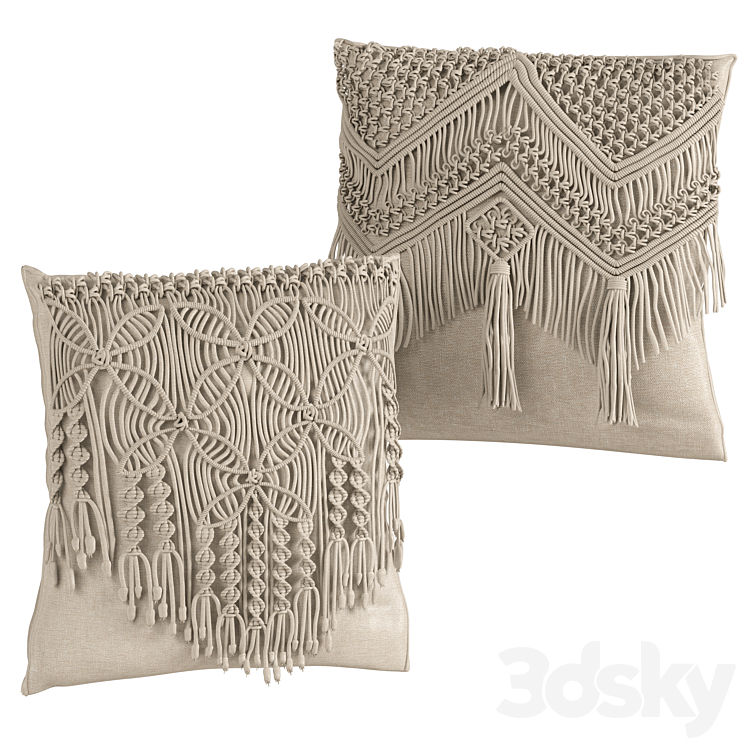 macrame cushion set 05 3DS Max - thumbnail 1