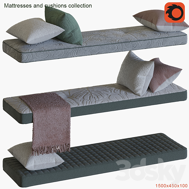 Mattresses and cushions collection # 3 3DSMax File - thumbnail 1