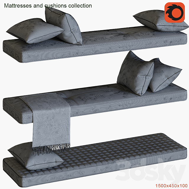 Mattresses and cushions collection # 3 3DSMax File - thumbnail 3