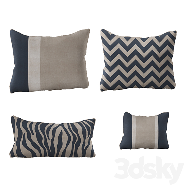 Modern pillow set 3DS Max Model - thumbnail 4