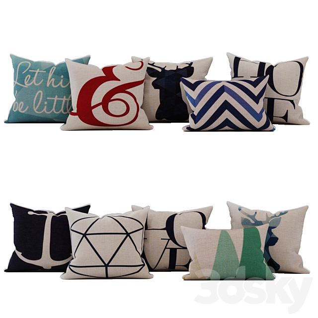 Nordic Design Pillow Cases 3ds Max - thumbnail 1